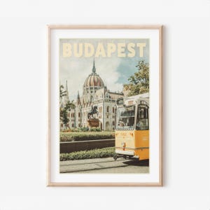 Budapest Poster - Budapest Travel Print, Vintage Hungary Wall Art, Budapest Yellow Tram, Retro Budapest Photo, European City Decor