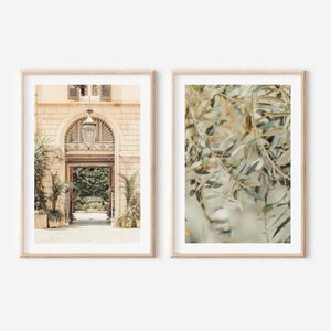 Sicily Italy Wall Art Set of 2 - Palermo Doorway & Olive Tree, Sicilian Architecture Photography, Mediterranean Travel Prints