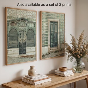 Portugal Art Print, Lisbon Wall Art, Vintage Green Portuguese Door Photo, Azulejo Tile Architecture Poster, Rustic European Home Decor image 9