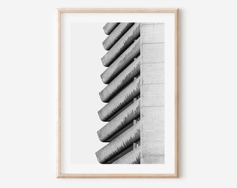 London Barbican print, Brutalist architecture print, London wall art, London black and white photography, Concrete brutalism, modern art