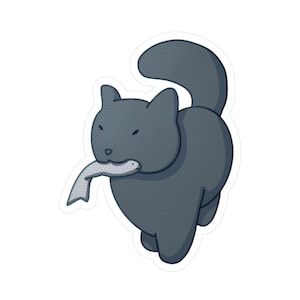 Sneaky Cat Sticker- Waterproof vinyl decal kawaii cute black cat decal laptop water bottle