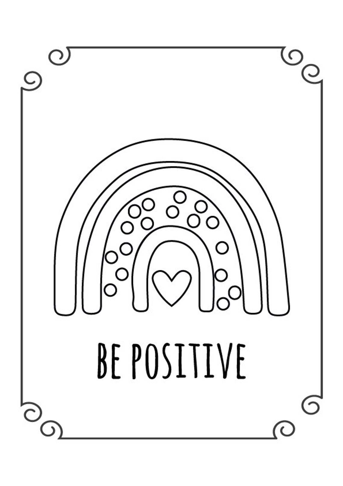 10 PRINTABLE Boho Rainbow Colouring Page Digital Download Kids Etsy