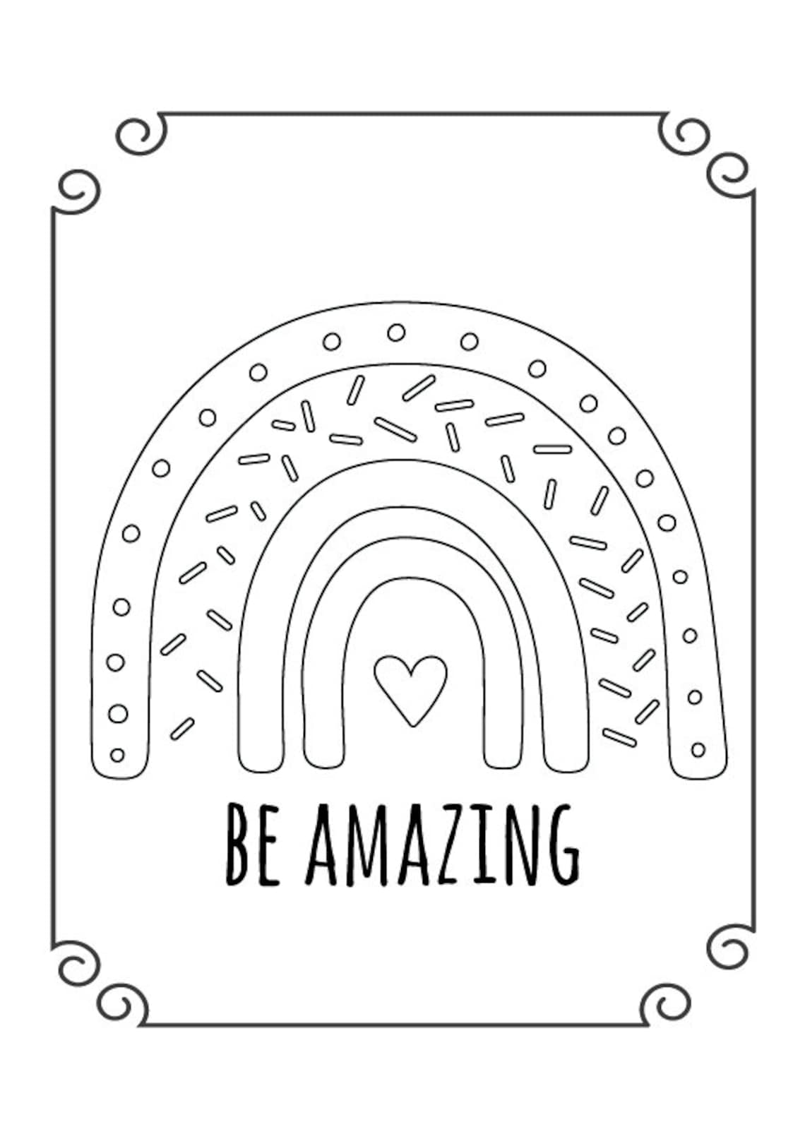10 PRINTABLE Boho Rainbow Colouring Page Digital Download Kids Etsy