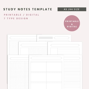 A5, A4 Wydrukowany Szablon Notatki Studialnej, Robienie Notatek, Papier Notatek Studialnych, Cyfrowy Szablon Notatek, Notatka z Wykładu Pielęgniarskiego, Papier Do Pisania