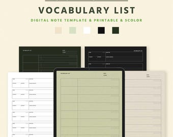 Editable Vocabulary List PDF: Language Learning Study Sheet