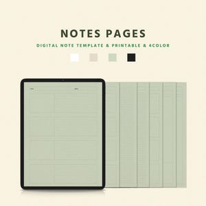 Digital Notes Template: Goodnotes Ipad, Printable Note Pages (PDF)