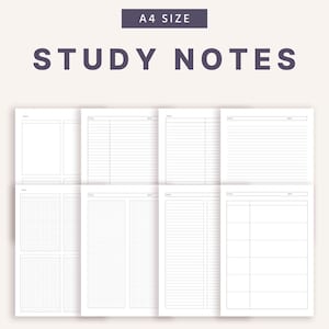Szablon do robienia notatek A4, robienie notatek z wykładów, szablon notatki do nauki, papier do notatek do nauki w formacie PDF, PROSTY PROJEKT