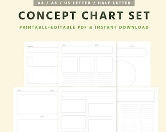 ADHD Brain Dump Bundle, Concept Mapping Printable PDF, Productivity Planner