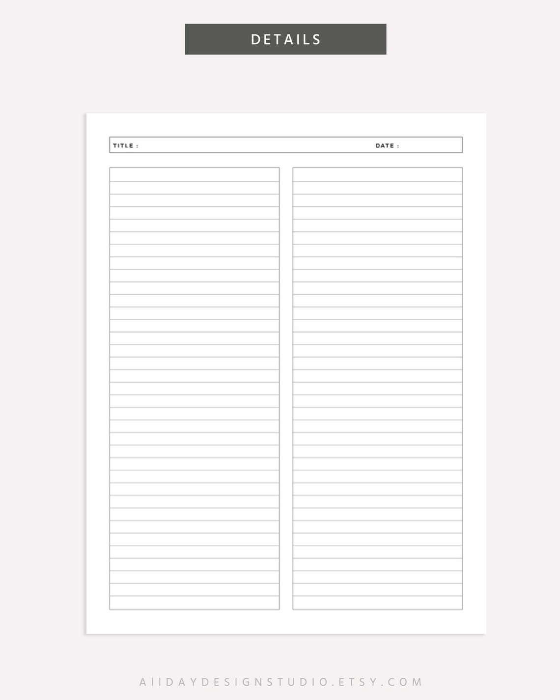 Printable Study Note Template Class Lined Notes Grid Note - Etsy