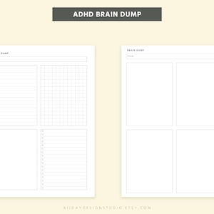 Editable ADHD Brain Dump Printable designed as an overwhelm reset planner with executive function support and daily planning sheet layout in PDF format
