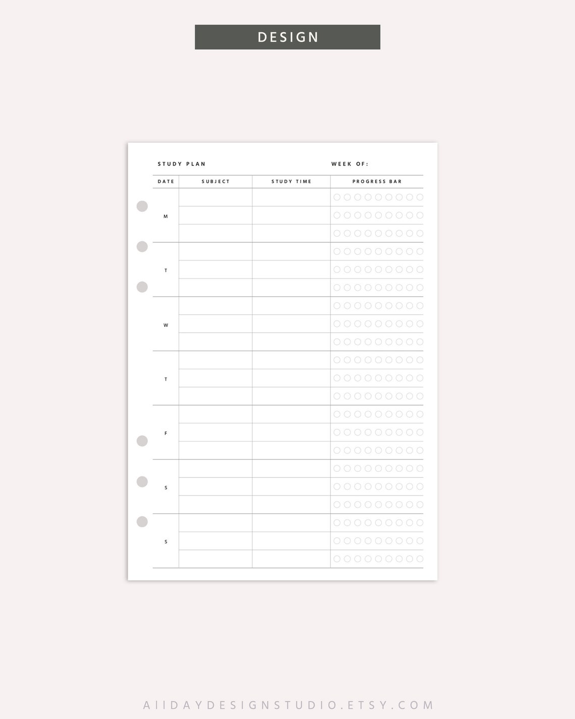 A5 Printable Student Planner, Student Weekly Plan, Undated Weekly ...