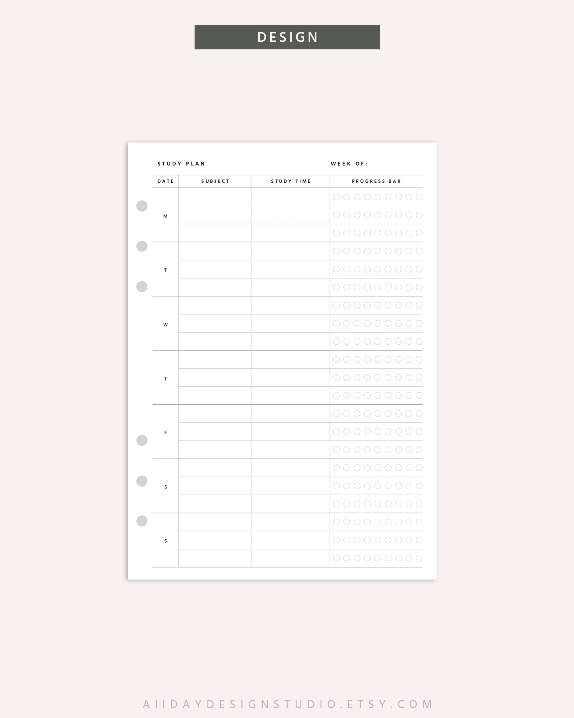 A5 Printable Student Planner, Student Weekly Plan, Undated Weekly ...