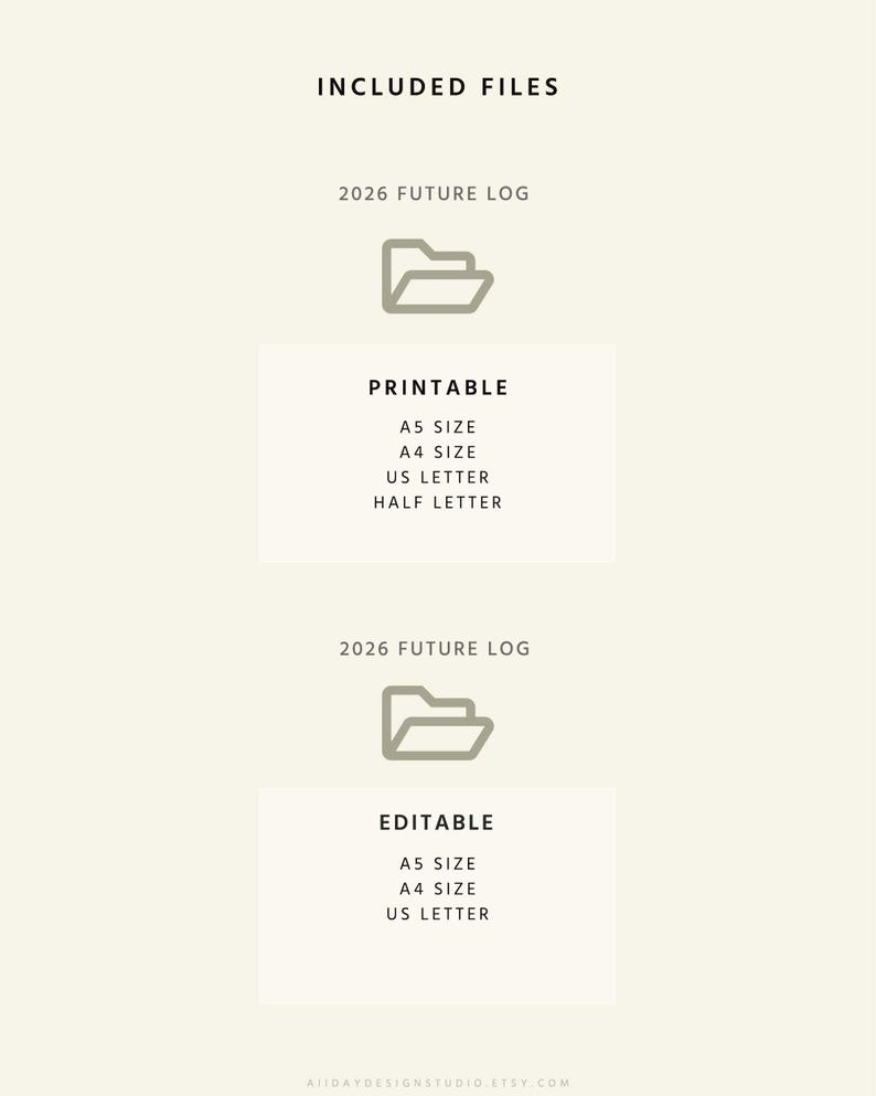2026 Future Log Printable, Year at a Glance Planning, Minimalist Bullet ...