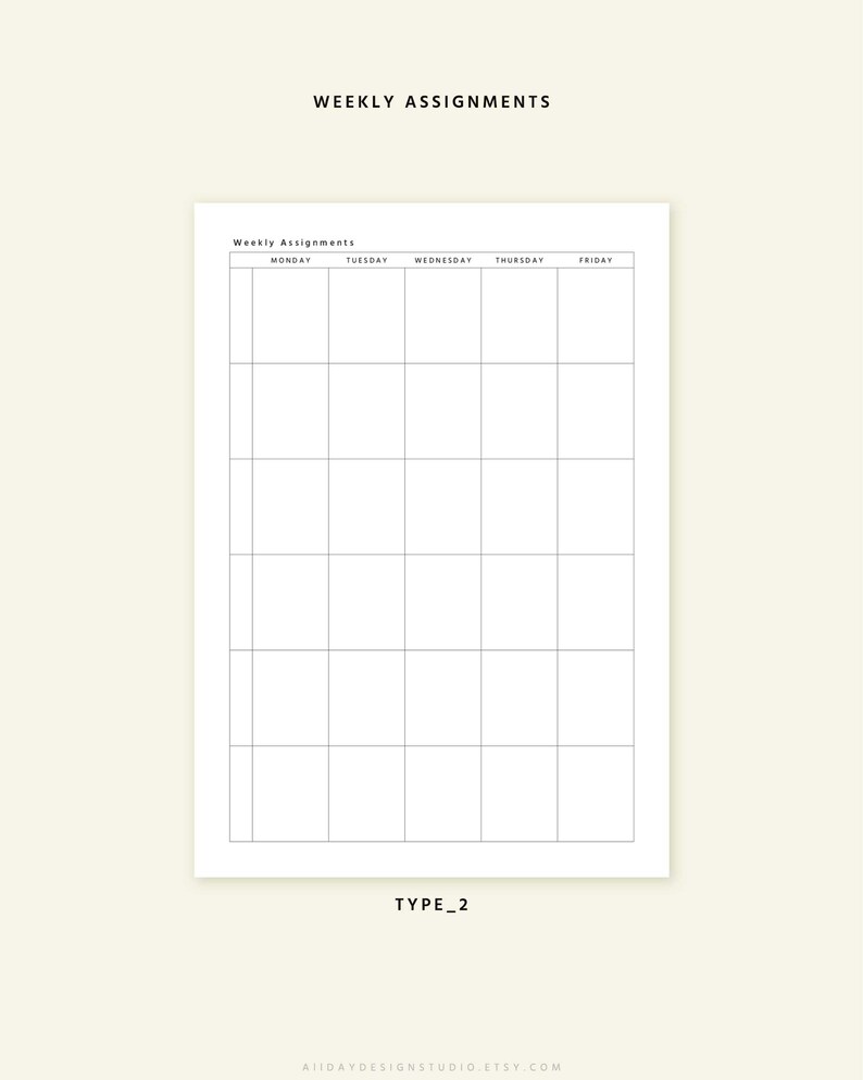 Weekly Assignment Tracker, Homework Planner, Student Planner Template ...