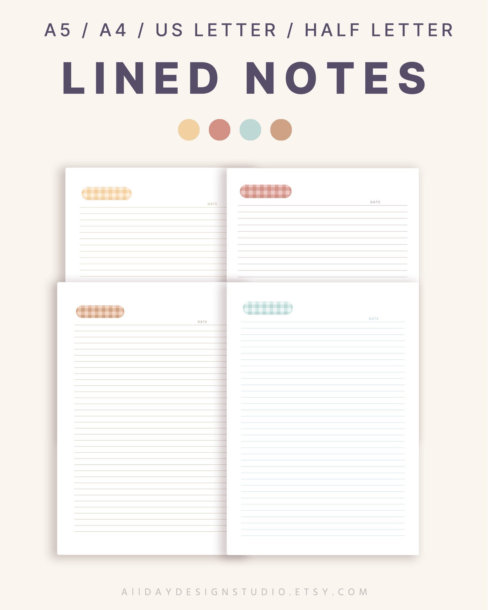 A5 Lined Notebook Lined Paper Printable Paper Print Insert Etsy