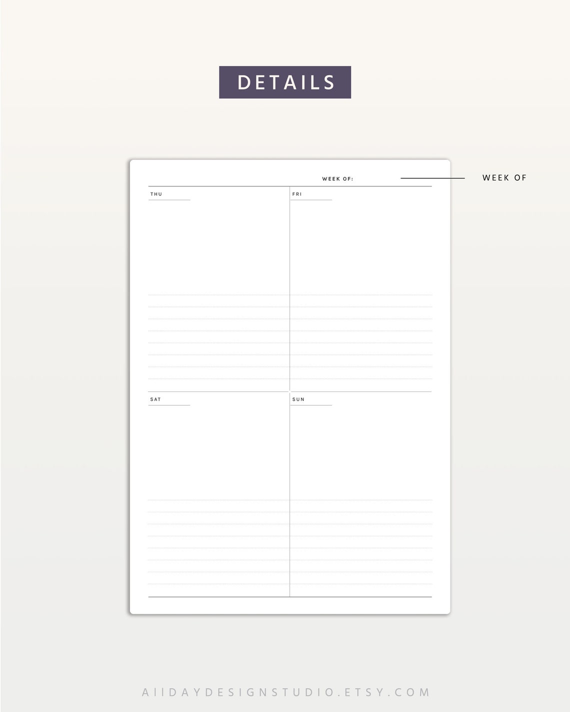 Weekly Planner A5 Size Printable, Weekly Template, Weekly Planner ...