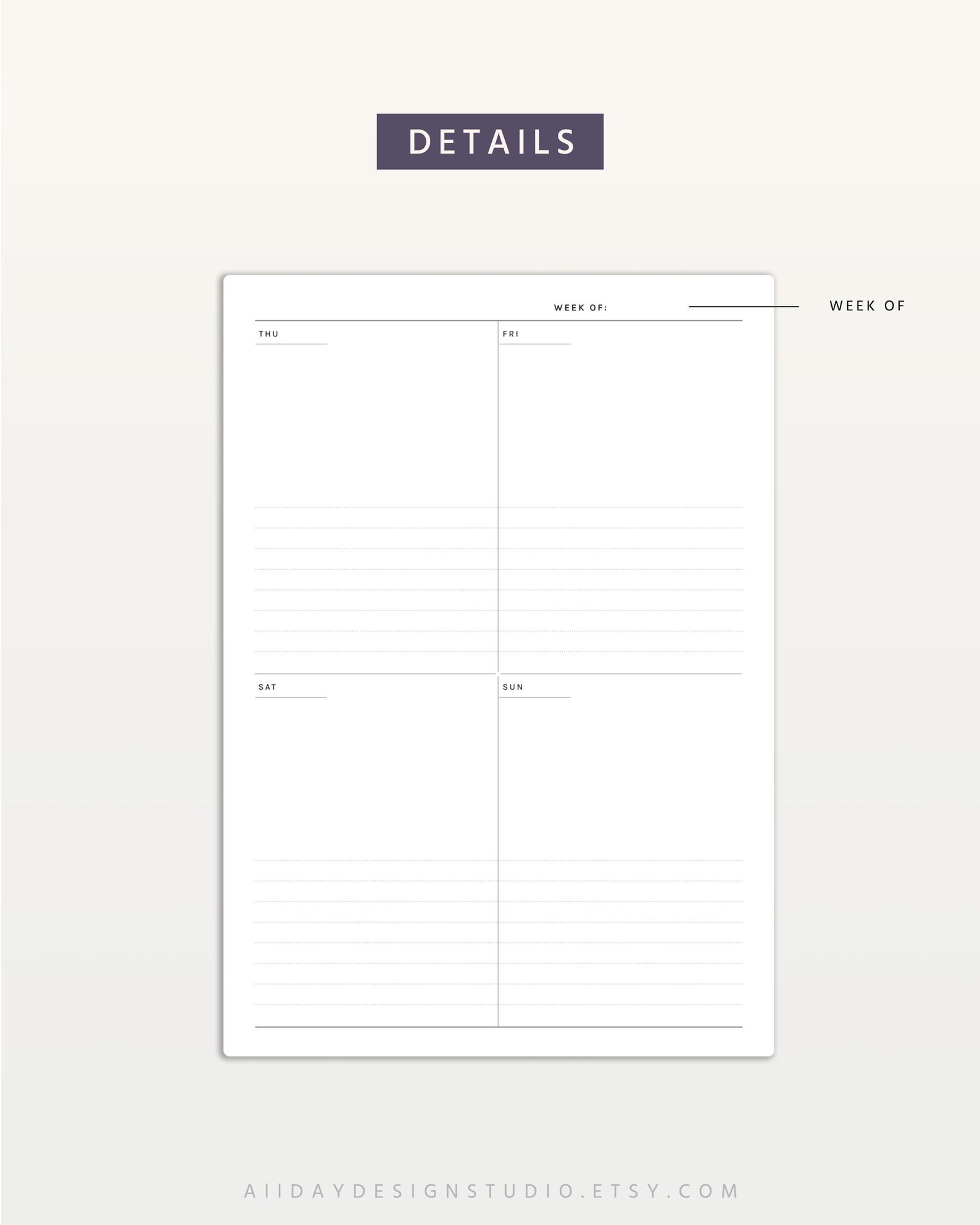 Weekly Planner A5 Size Printable, Weekly Template, Weekly Planner