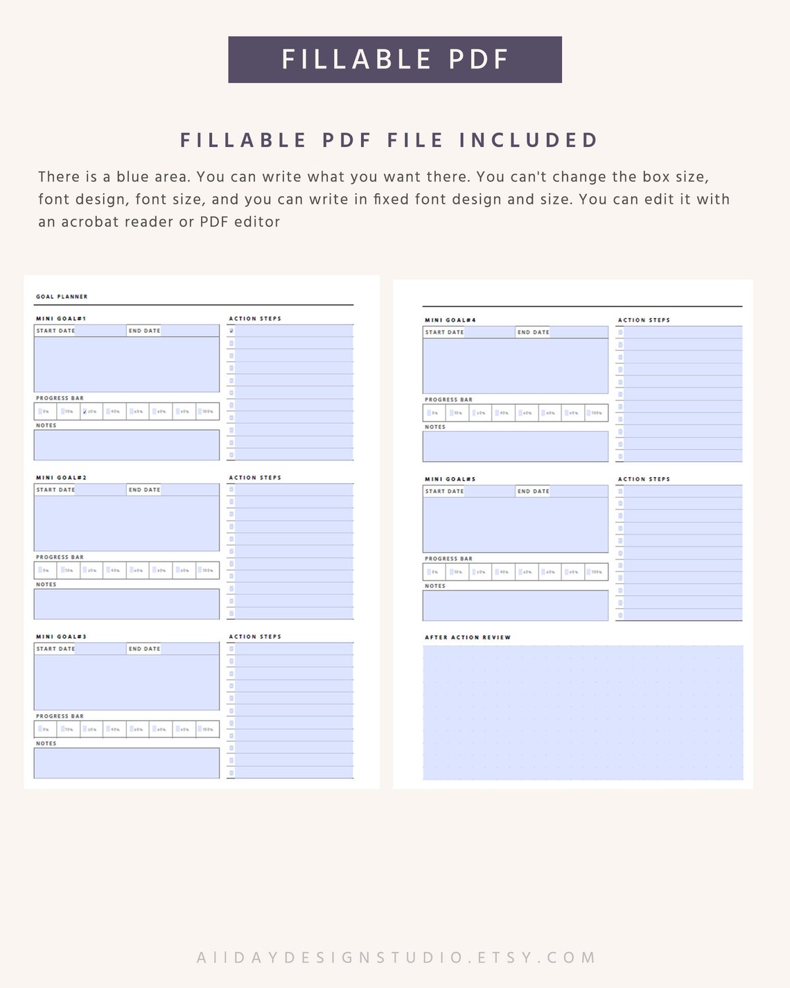 A5 Printable Goal Planner Template, Organizer Pages, Goal Tracker, Goal ...