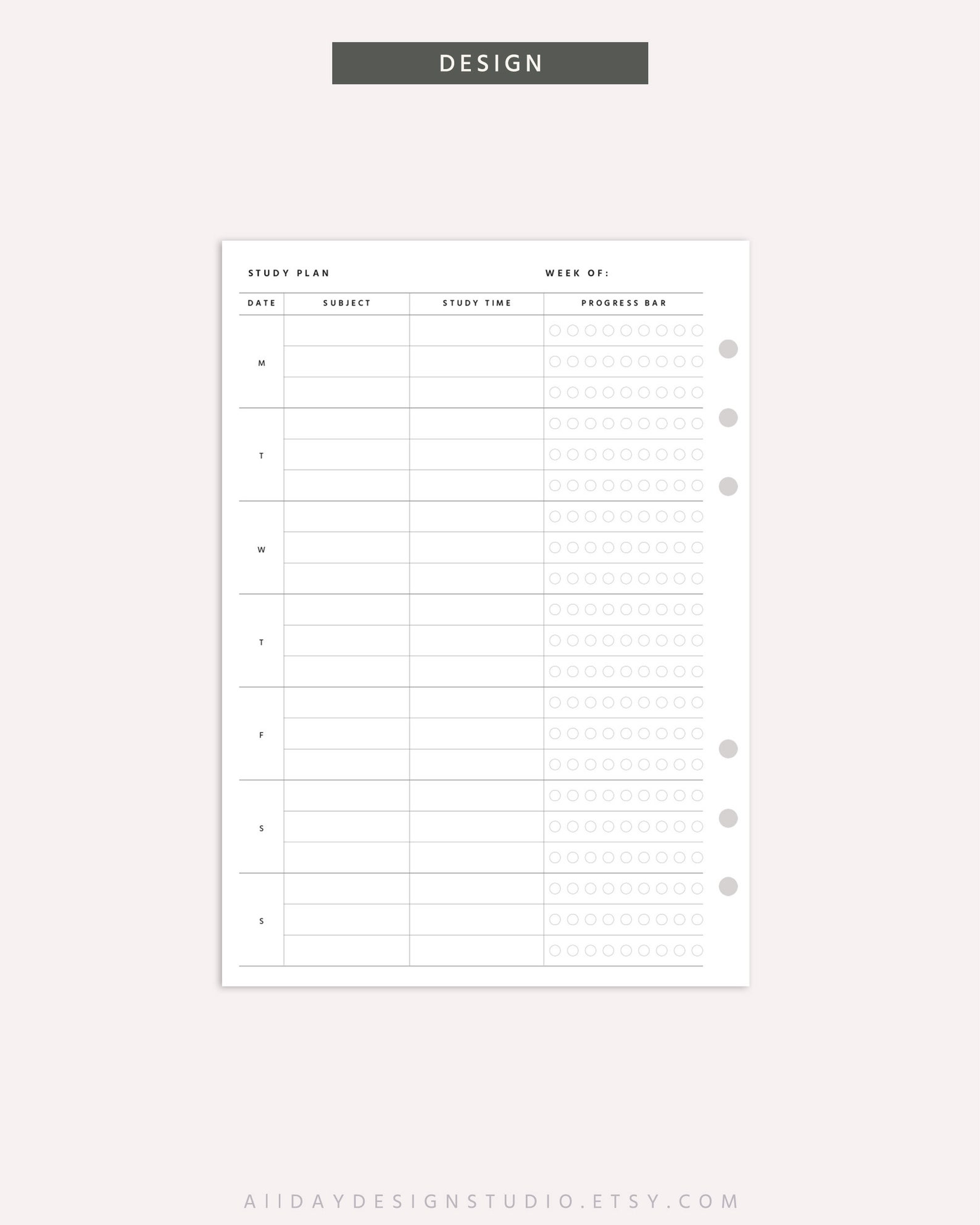 A5 Printable Student Planner, Student Weekly Plan, Undated Weekly ...