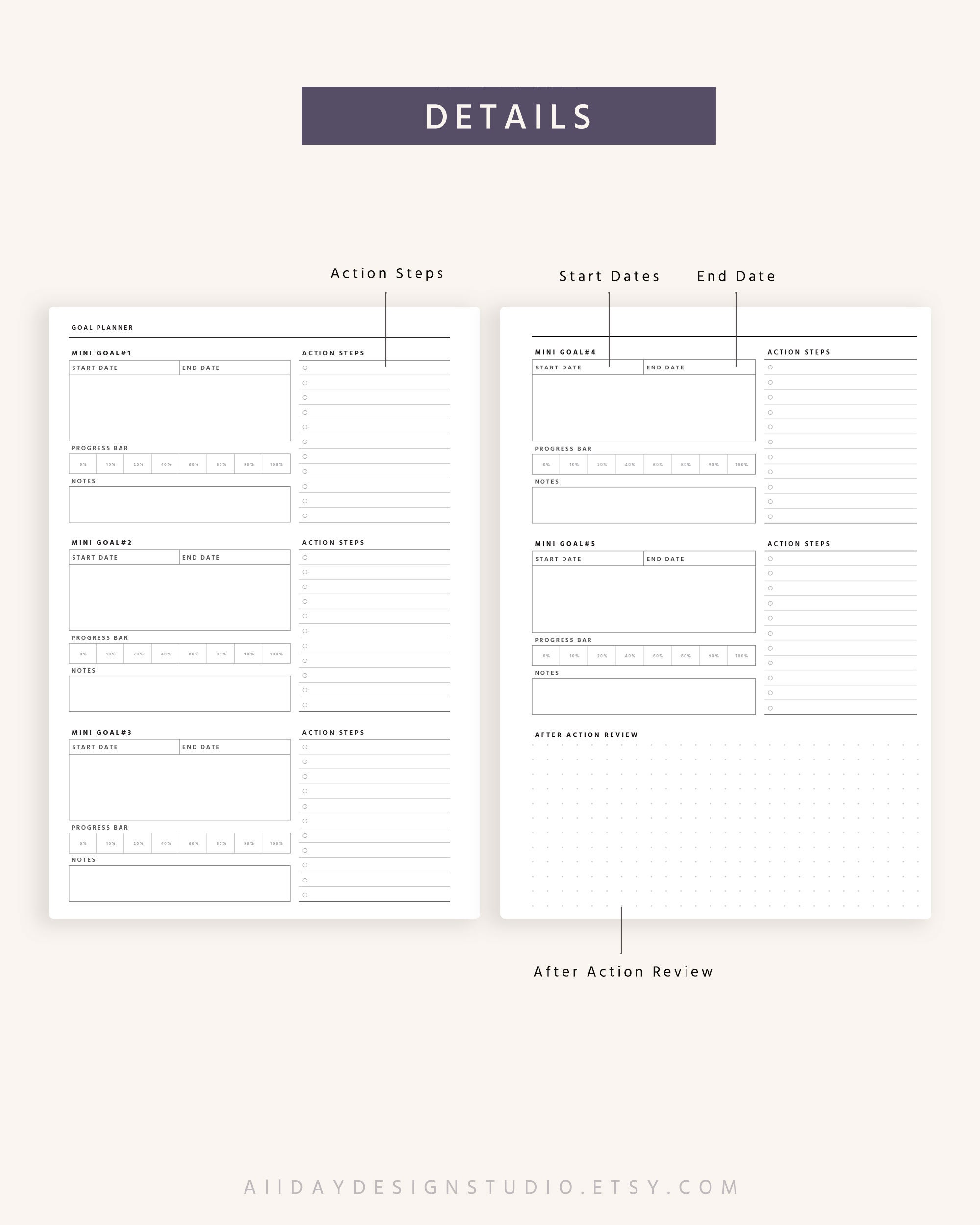 A5 Printable Goal Planner Template, Organizer Pages, Goal Tracker, Goal ...