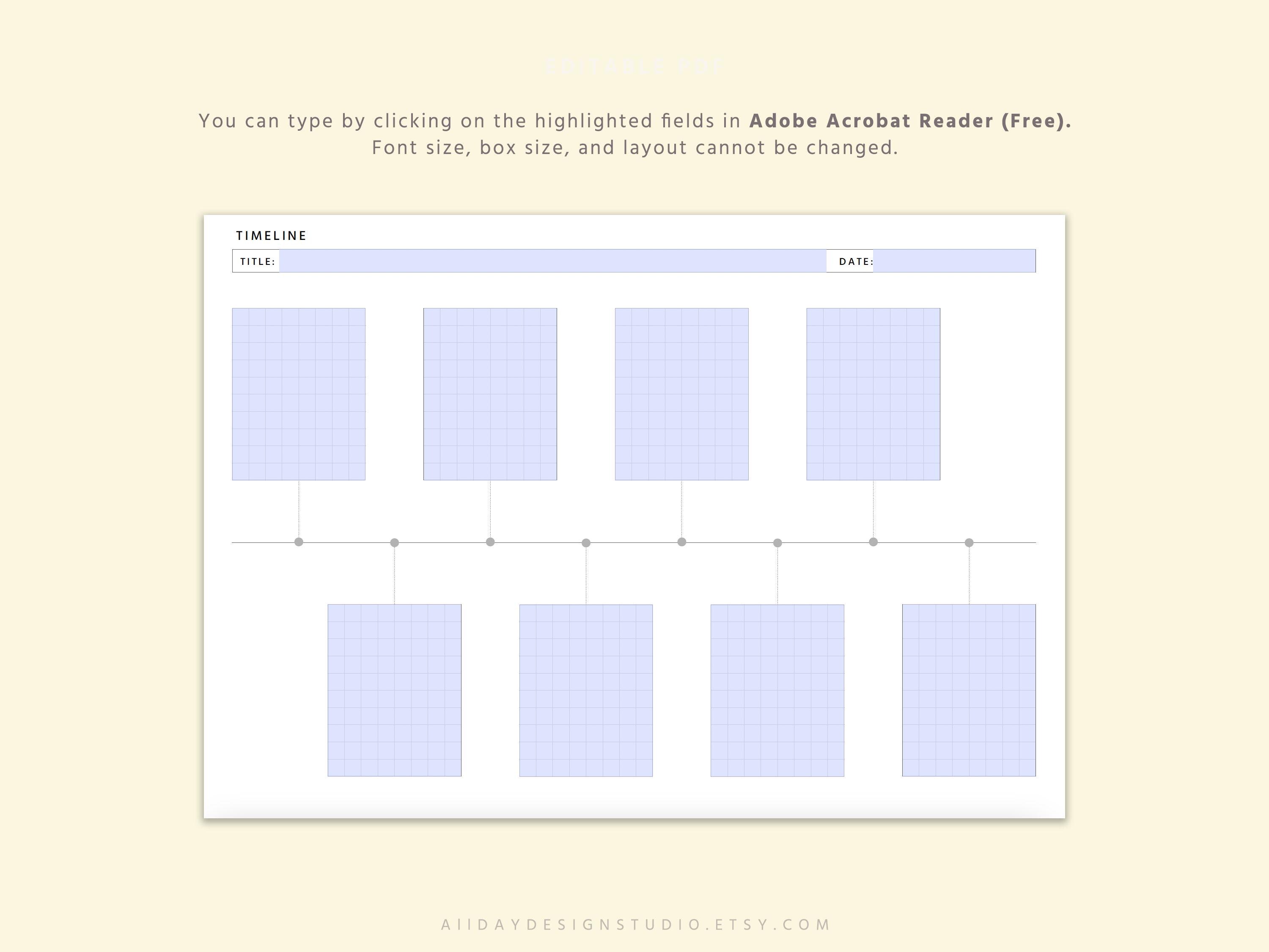 Editable Timeline Template, Landscape Printable Project Timeline ...