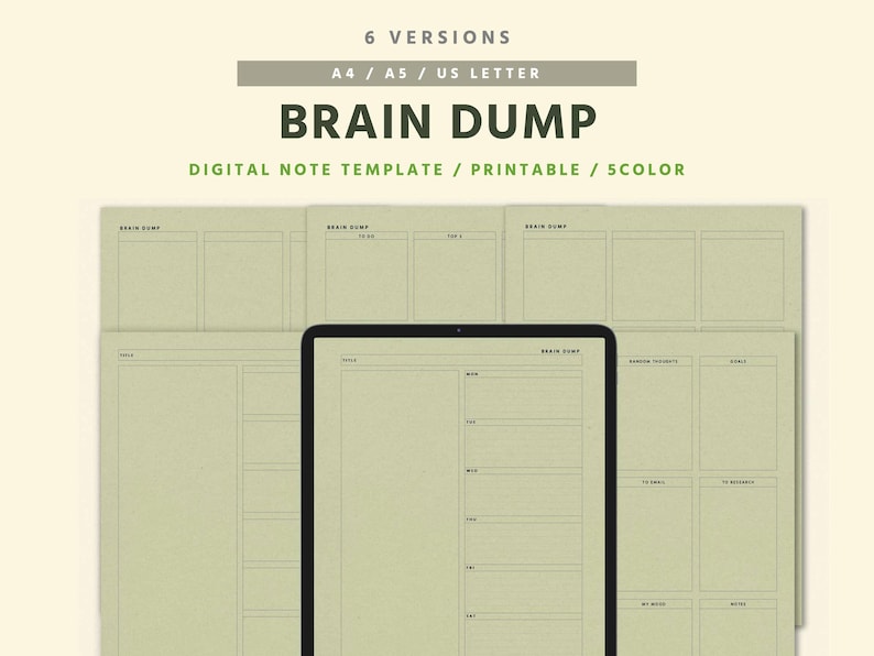 Minimalist Brain Dump Template: Digital Journal for Goodnotes (printable PDF) - Etsy