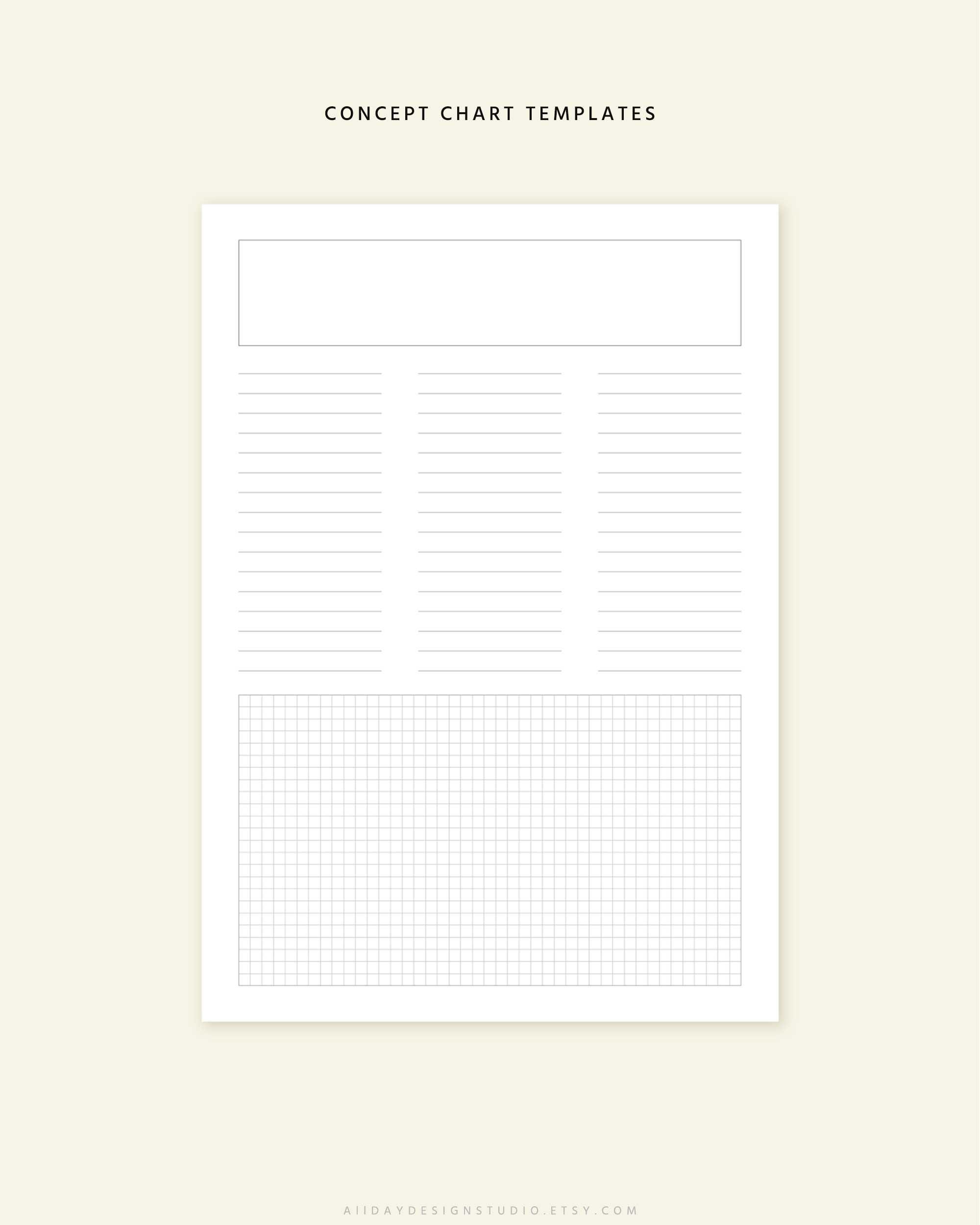 A5 Concept Chart Note Template for ADHD, Note Taking, Lined & Grid ...