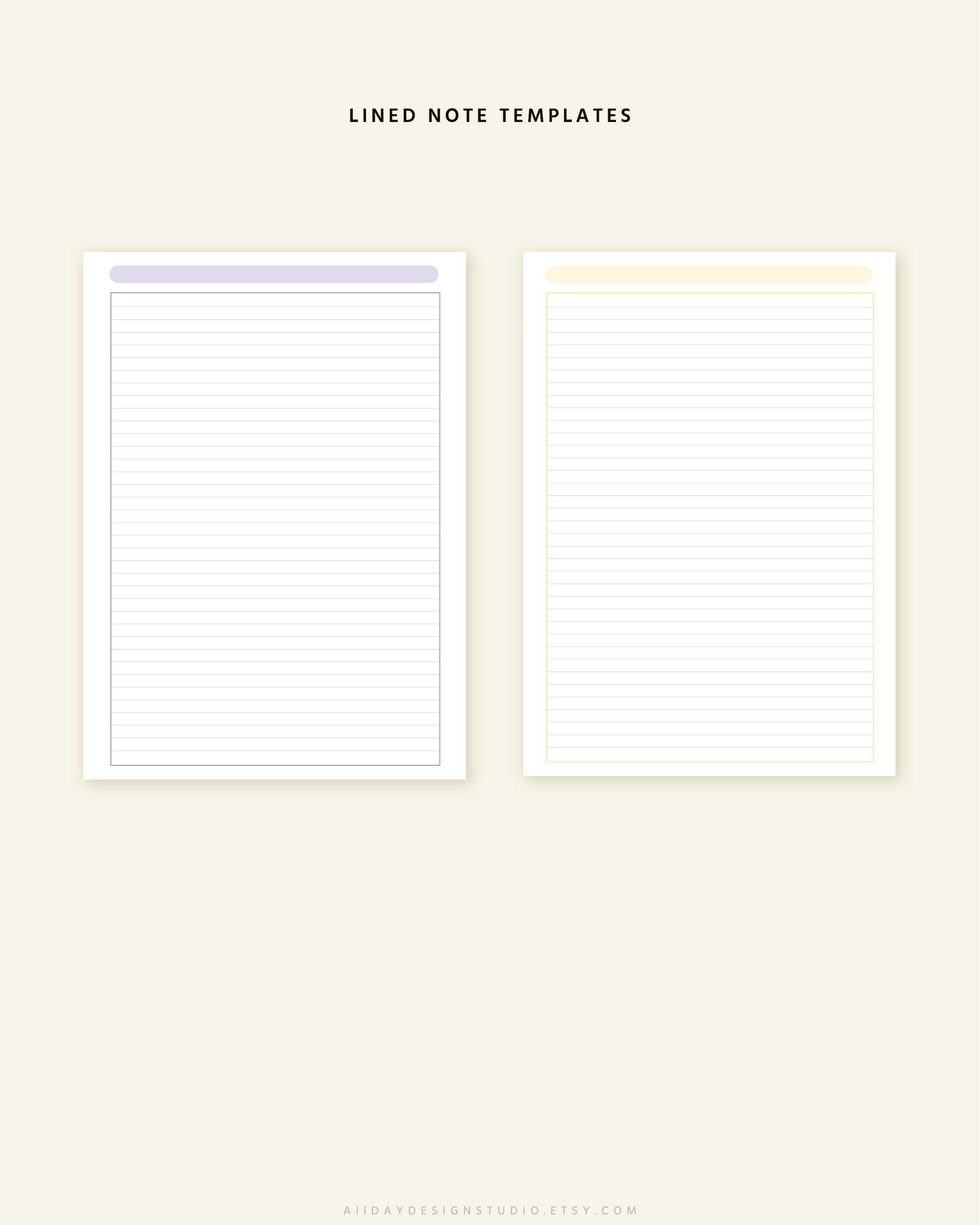 Colorful Lined Notes Printable: A4, A5, US Letter Sizes (PDF), Simple ...