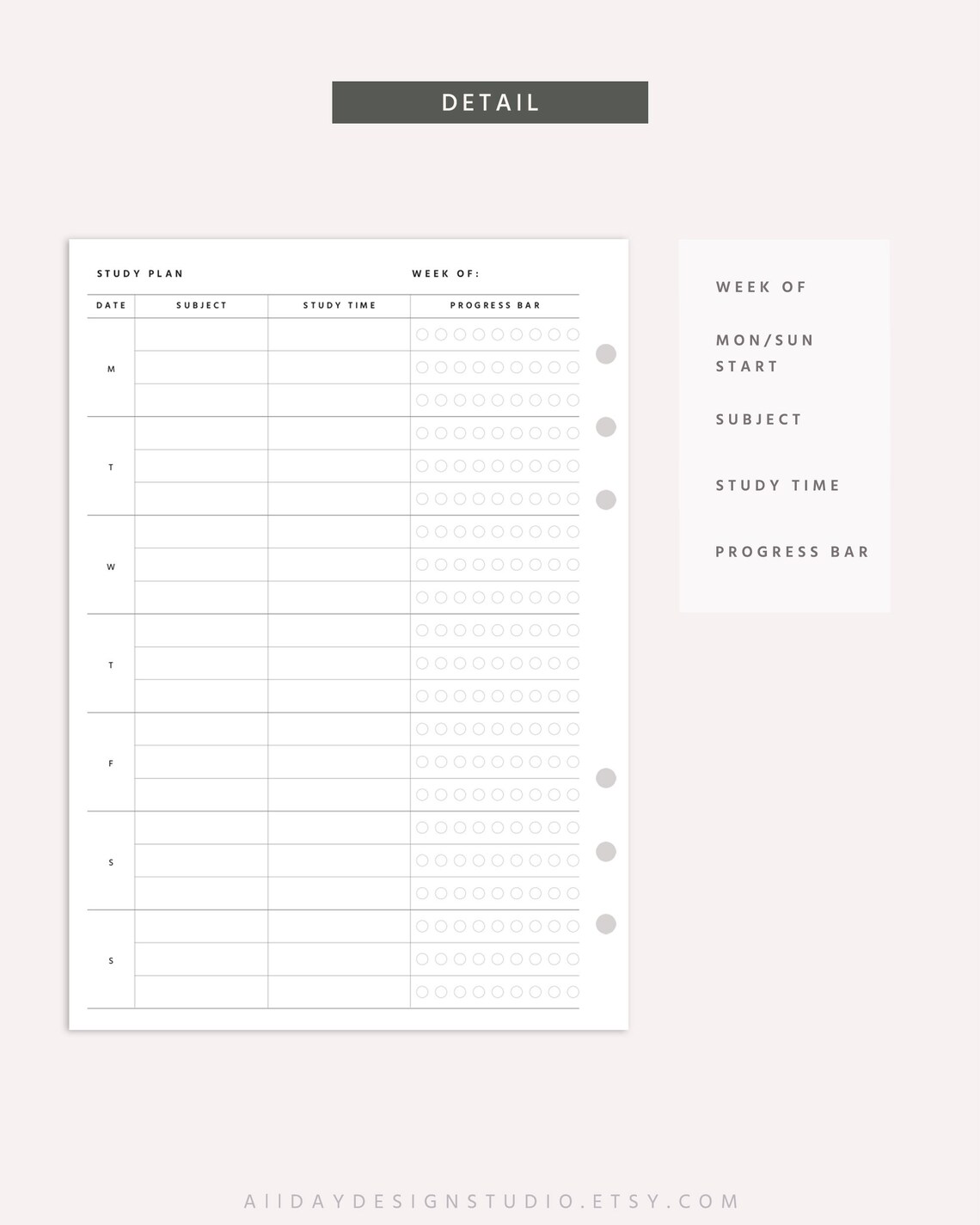 A5 Printable Student Planner, Student Weekly Plan, Undated Weekly ...