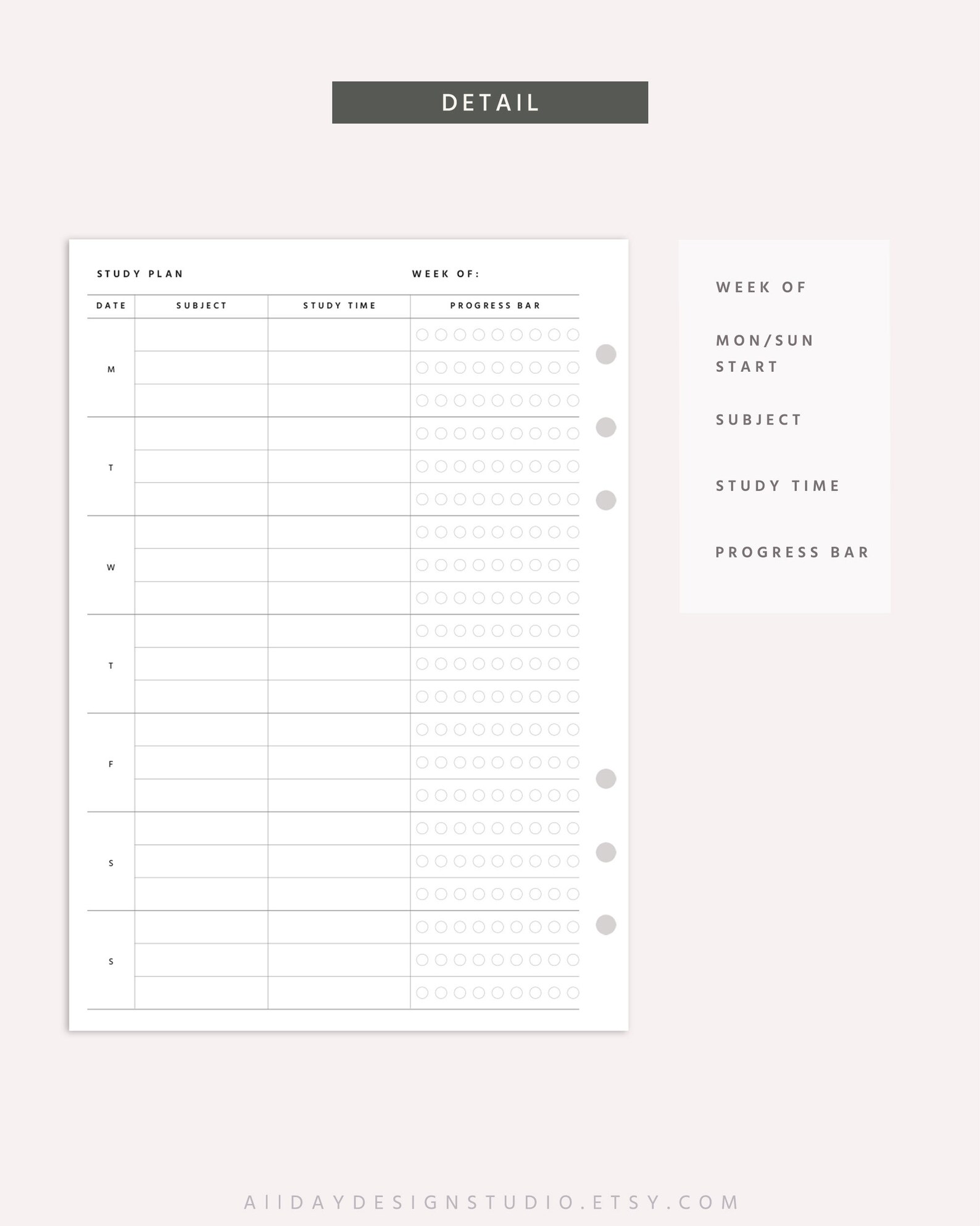 A5 Printable Student Planner, Student Weekly Plan, Undated Weekly ...
