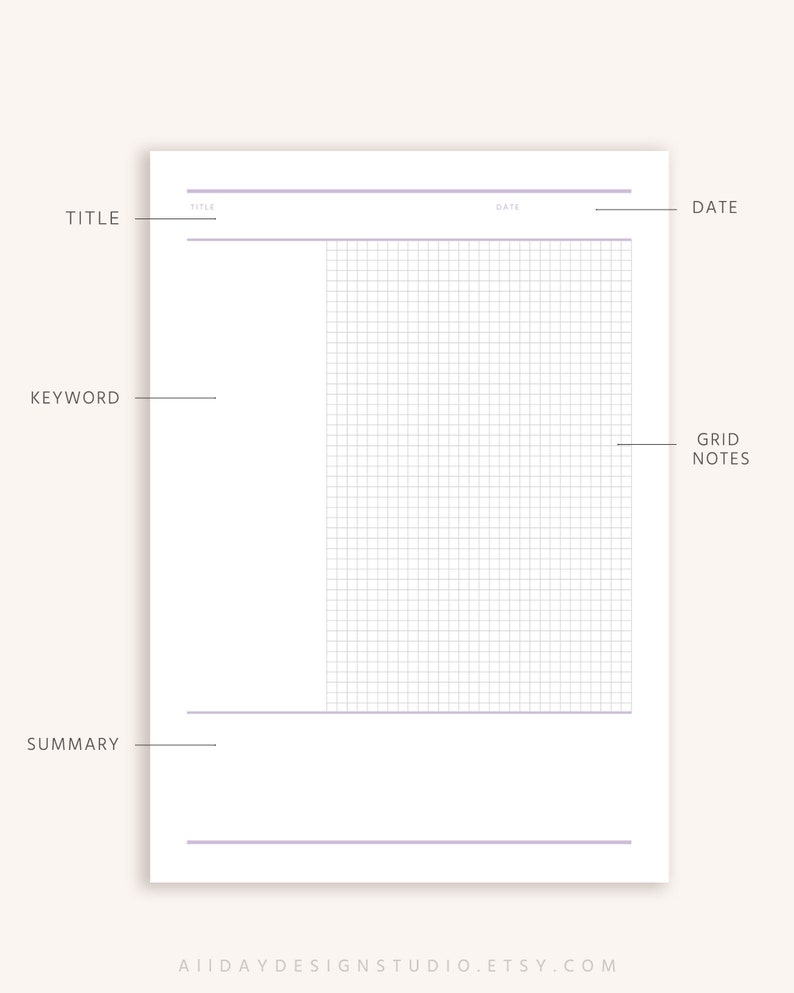 6 Color Printable Cornell Notes, Study Note Template, Lecture Notes for ...