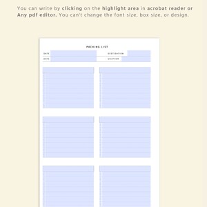A5 Editable Travel Packing List Form, Travel Organizer for Vacation ...