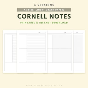 A5 Cornell Notes Template: Lined & Grid Study Notes (PDF)