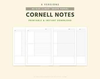 A5 Cornell Notes Template: Lined & Grid Study Notes (PDF)