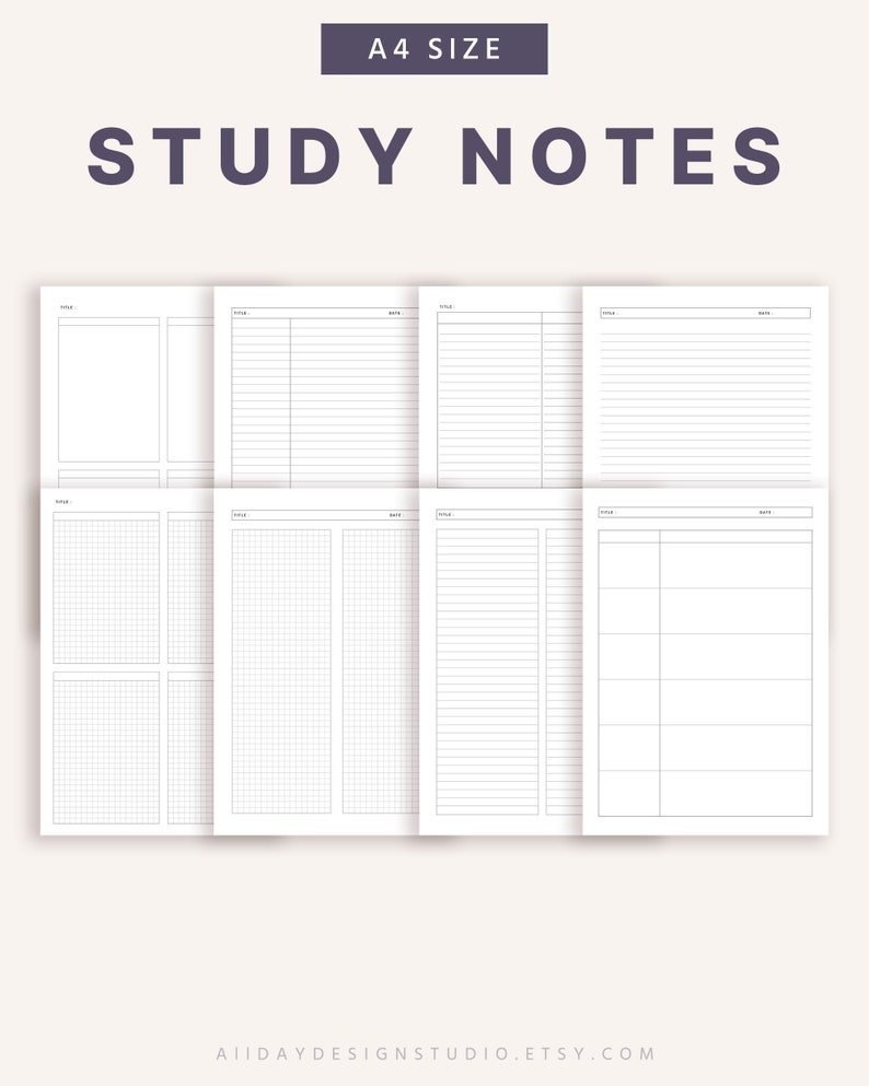 A4 Note Taking Template, Lecture Notes Taking, Study Note Template ...