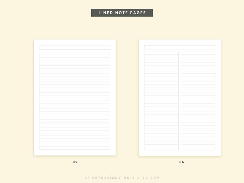 Printable Lined Paper, A4 A5 Letter Sizes (PDF Downloadable Template ...