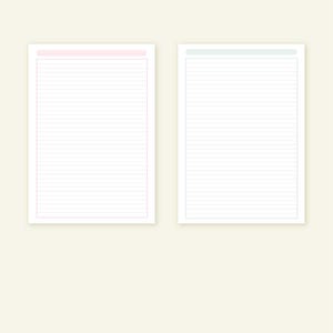 Colorful Lined Notes Printable: A4, A5, US Letter Sizes (PDF), Simple ...