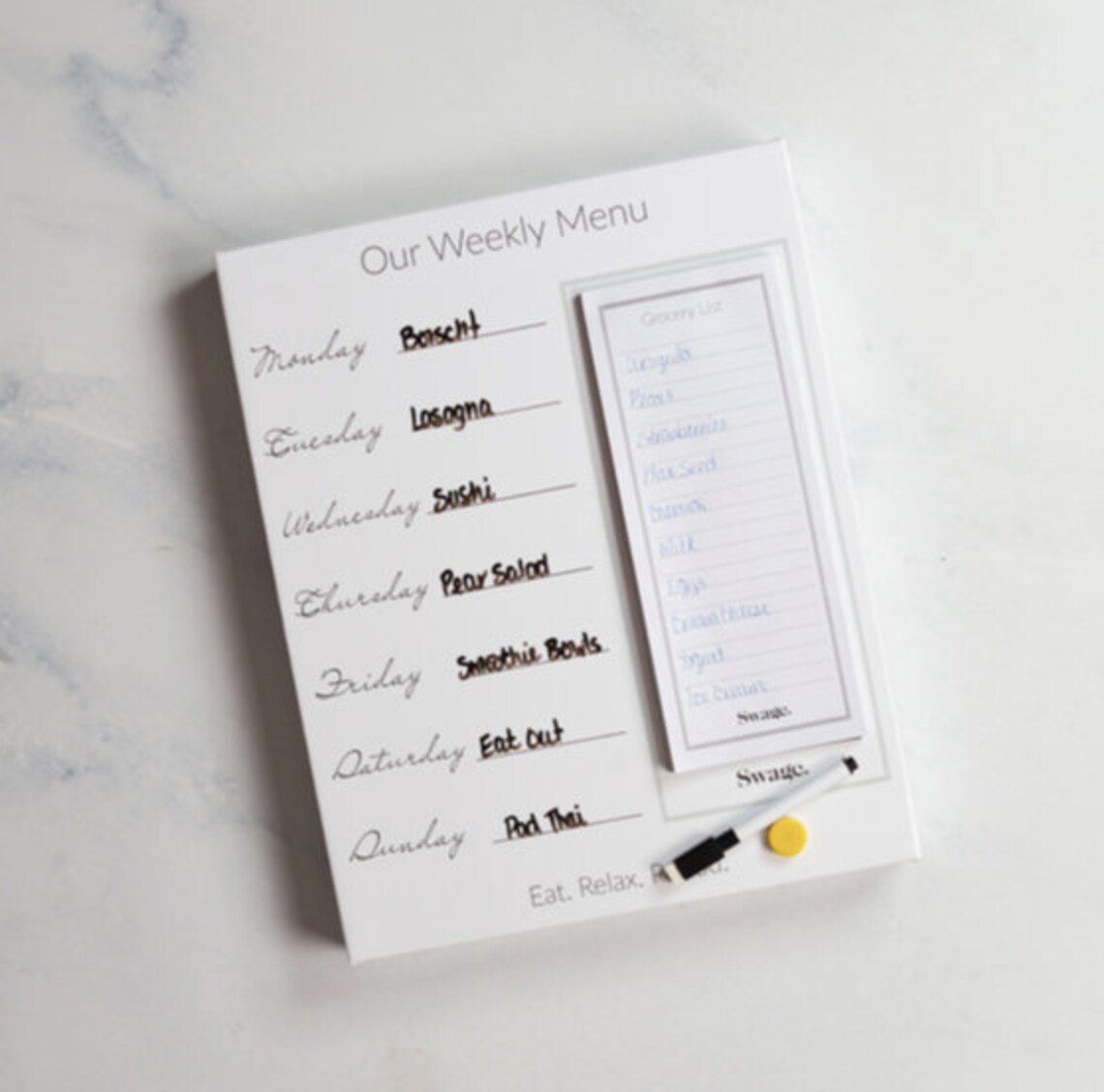 Weekly Meal Planner Dry Erase Grocery List Etsy UK