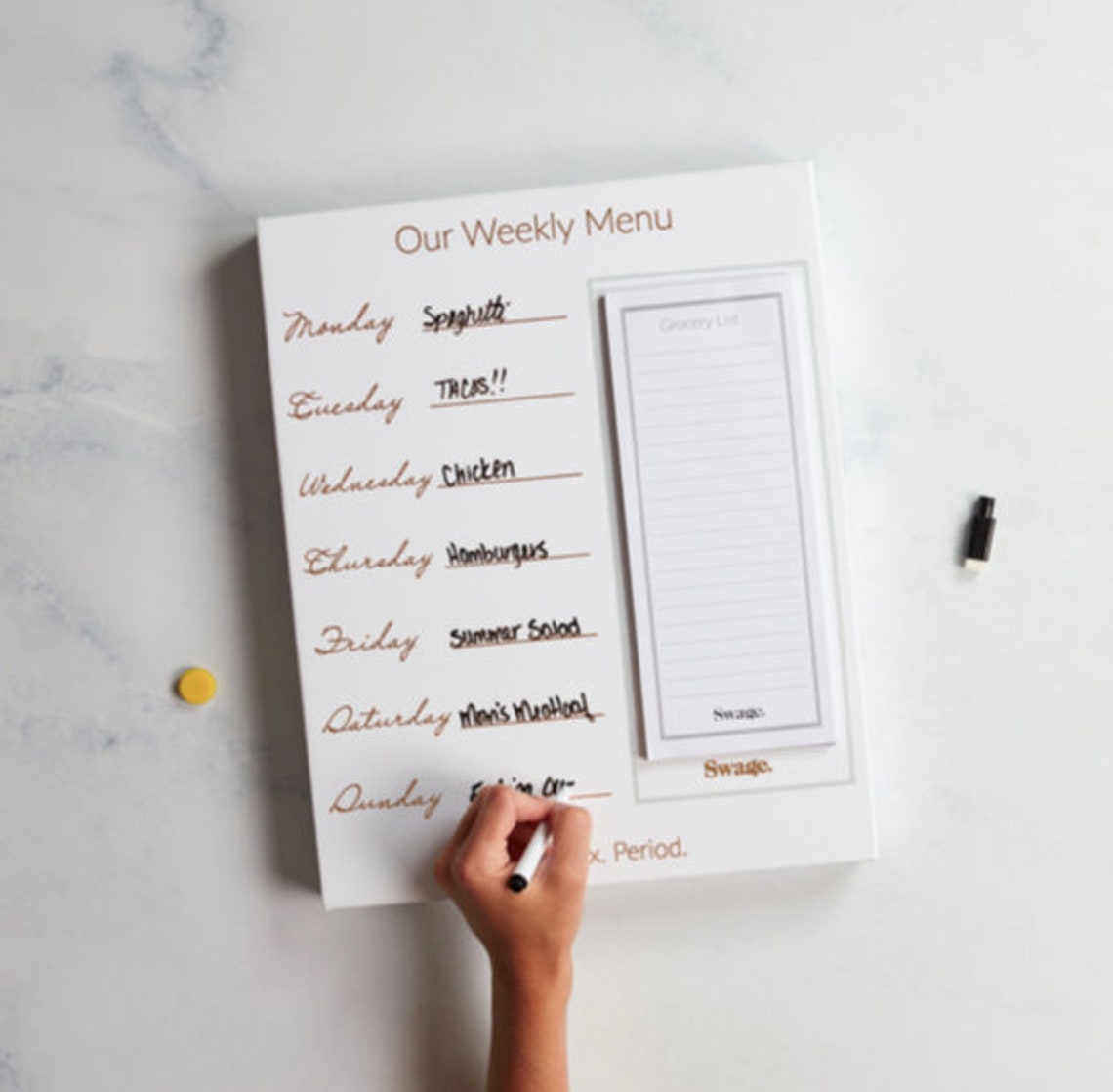 Weekly Meal Planner Dry Erase Grocery List Etsy