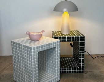 Mesa auxiliar de azulejos - Mesa de azulejos hecha a mano - Muebles de azulejos - Muebles de diseño - Mesa de centro