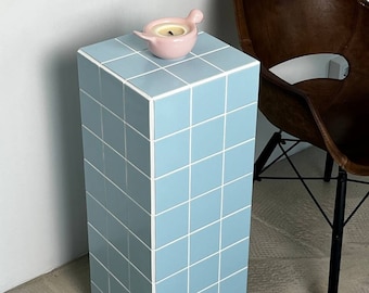 Tile stand, tile table, handmade cube, tile table 10x10 cm. Designer furniture, modern furniture