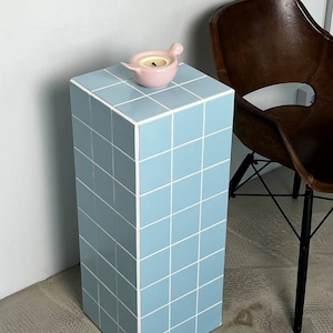 Tile stand, tile table, handmade cube, tile table 10x10 cm. Designer furniture, modern furniture