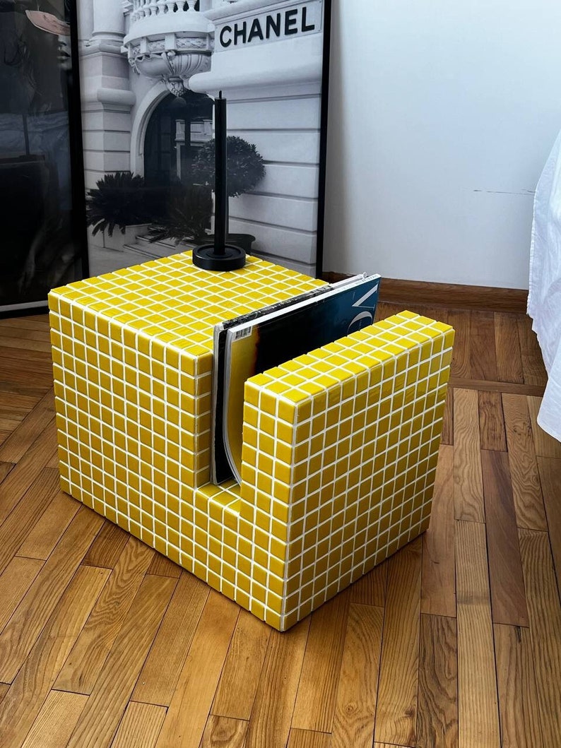 Handmade Tile Cube, Designer Furniture, Tile Shelf, Coffee Table, Nightshelf, shelf for record player, Coffee table image 1
