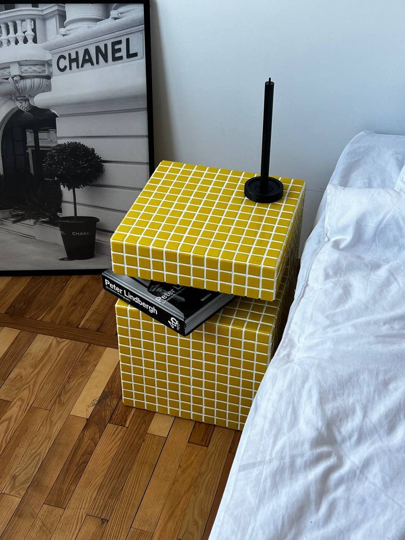 Handmade Tile Cube, Designer Furniture, Tile Shelf, Coffee Table, Nightshelf, shelf for record player, Coffee table image 5