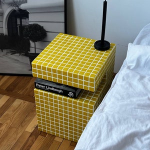 Handmade Tile Cube, Designer Furniture, Tile Shelf, Coffee Table, Nightshelf, shelf for record player, Coffee table image 2