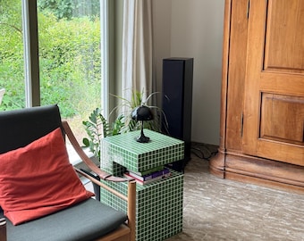 End table. Green table. Bedside tiled table. Coffee table. Handmade table. Home decor.