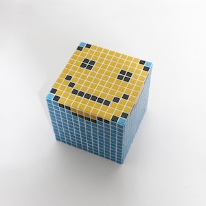 Table in the form of a smiley face. Tiled table. Side table. Coffee table. Mosaic