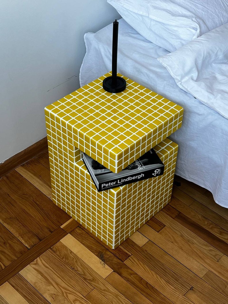 Handmade Tile Cube, Designer Furniture, Tile Shelf, Coffee Table, Nightshelf, shelf for record player, Coffee table image 3