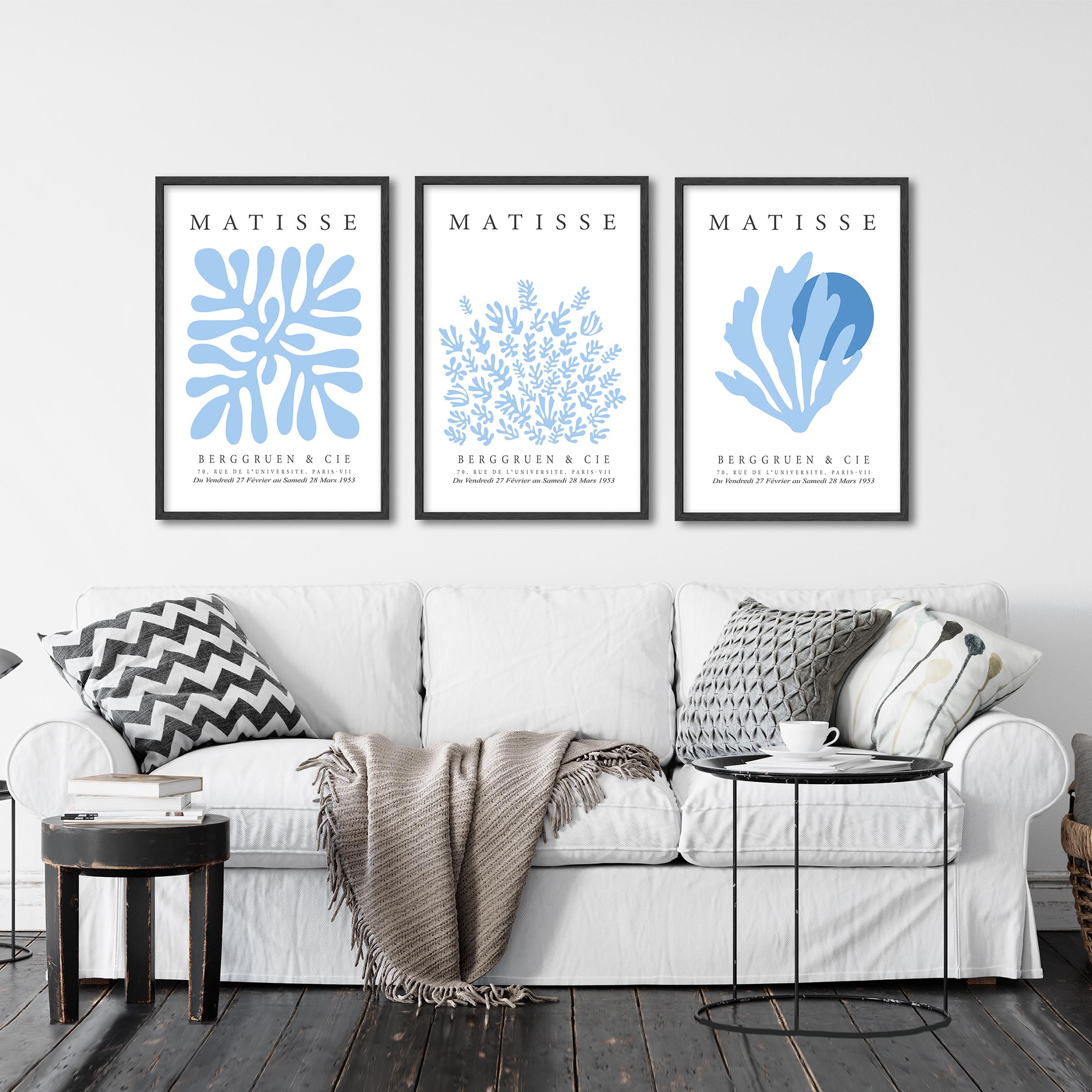 Set of 3 Blue Matisse Print, Above Bed Wall Decor, Trendy Posters Art ...