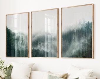 Foggy Forest Print Set: Misty Scandinavian Nature Photo